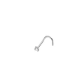 Single silver L-shaped stainless steel nose stud with a brilliant round clear zircon - L-Shaped Nose Stud (2mm Rhinestone) / 1 Piece / Steel