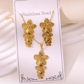 18k vergulde roestvrijstalen sieradenset met bloemen ketting en hanger oorbellen - Meerlagige Gelaagde Vijfbladige Bloem (TZ243)