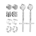 Lot de 10 paires de boucles d'oreilles magnétiques en acier avec pendentifs croix - Série C
