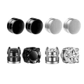 Détails du lot de boucles d'oreilles magnétiques ronds et zircon en noir et argent - Série B