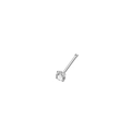 Silver stainless steel nose stud featuring a sparkling round zircon in four-claw setting - Straight Bone Nose Stud (3mm) / Steel