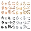 24-piece set of stainless steel ear cuffs and clip earrings in four metal colors - Mixed Color Ear Cuff Set