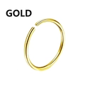 Close-up of a classic polished gold stainless steel nose ring with a minimalist open design - Gold Smooth Hoop / 1.2x6mm