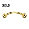 Polished gold stainless steel curved barbell piercing jewelry for eyebrow and navel - Gold Curved Barbell with Double Ball Ends