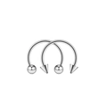 Dettaglio di piercing a ferro di cavallo con punte a sfera e cono in acciaio inossidabile - Estremità Sfera e Punta / 1.2x6x3mm / Colore acciaio