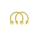 Dettaglio dei cerchi a ferro di cavallo dorati in acciaio inox con palla e punta - Estremità Sfera e Punta / 1.2x6x3mm / Oro
