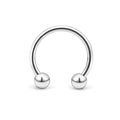 Polished silver stainless steel horseshoe circular barbell piercing ring with beads - Ball Style / 1.2x6x3mm / Steel