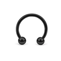 Set di 5 anelli a ferro di cavallo in acciaio inossidabile nero con terminali a sfera - Stile a Sfera / 1.2x6x3mm / Nero