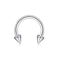 Polished stainless steel horseshoe ring with sharp spike ends in silver finish - Spiky Cone / 1.2x8x3mm (1 Piece) / Steel