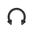 Black stainless steel horseshoe ring with double spike ends for nose or ear piercing - Spiky Cone / 1.2x8x3mm (1 Piece) / Black