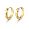 Polished gold stainless steel hoop earrings with wide band and hinged closure design - Gold Round Ear Buckle / Gold