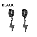 Paio di orecchini a fulmine neri in acciaio inossidabile in stile punk rock - Pendaglio Fulmine - Nero
