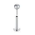 Surgical steel labret stud with silver ball top and flat base in disassembled view - Round Ball Style / 1.2x8x3mm