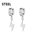 Orecchini a cerchio in acciaio inossidabile argento con ciondoli a fulmine - Stile Fulmine / Argento