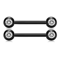 Set de dos piercings de barra en acero inoxidable negro con cristales brillantes - Barbell Negro Con Zirconia Transparente