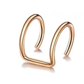 Minimalist double-band stainless steel ear cuff in polished rose gold finish - Single Piece / Rose Gold