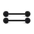 Set de 2 piercings de lengua de acero negro con bolas con textura de panal de abeja - Barbell Bola Shamballa Negro