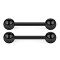 Par de piercings para lengua negros de acero inoxidable chapado al vacío, diseño barbell - Barbell Bola Negra Lisa