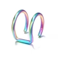 Regenbogenfarbene Edelstahl-Ohrklemme mit Doppelring für Ohren ohne Löcher - Einzelstück / bunt