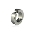 Polished silver stainless steel clip-on hoop earring for men with no piercing needed - Silver