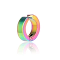 Rainbow plated stainless steel huggie hoop earring with vibrant color gradient - Colorful