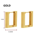 Minimalist square golden stainless steel hoop earrings measuring 16mm height and 12.5mm width - Style C-Rectangle (16mmx12.5mm) / Gold