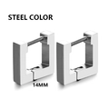 Minimalist square stainless steel hoop earrings in steel color 14mm size for men and women - Steel