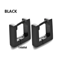 Men's 14mm black square huggie earrings with a brushed stainless steel finish - Style D-Square (14mm) / Black