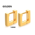 Square 14mm stainless steel hoop earrings in golden finish for minimalist style - Style D-Square (14mm) / Gold