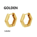 Minimalist 14mm golden hexagonal geometric stainless steel huggie earrings - Style E-Hexagon (14mm) / Gold