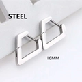 Minimalist 16mm triangle stainless steel hoop earrings in polished silver finish - Style F-Irregular Geometric (16mm) / Steel