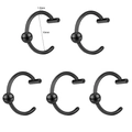 Detailed view of 5-piece black stainless steel piercing rings with 1.0mm thickness - Ball Black Style (5 Pieces/Set)