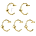 Detailed set of five 1.0mm gold stainless steel lip rings with 10mm inner diameter - Ball Gold Style (5 Pieces/Set)