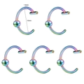 Set of 5 colorful gradient stainless steel 1.0mm gauge and 10mm inner diameter rings - Ball Colorful Style (5 Pieces/Set)