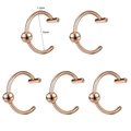 Detailed specs of five 1.0mm rose gold stainless steel horseshoe piercing rings - Ball Rose Gold Style (5 Pieces/Set)