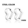 Minimalist steel color 14mm heart hoop earrings in polished stainless steel - Steel