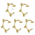 Detail of five 1.0mm gold stainless steel C-shaped punk lip rings with three sharp spikes - Spike Gold Style (5 Pieces/Set)