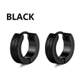 Classic black stainless steel huggie earrings with sandblasted finish for men and women - Double Rail Sandblasted Style (Style B) / Black