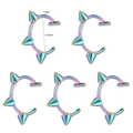 5pcs set of iridescent stainless steel C-shaped spikes for lip and ear piercings - Spike Colorful Style (5 Pieces/Set)