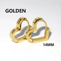 Polished 14mm golden heart hoop earrings made of high-quality stainless steel - Style G-Heart Shape (14mm) / Gold