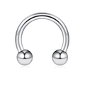 Polished silver stainless steel horseshoe circular barbell nose ring with ball ends - Ball Style / 1.2x8x3mm (1 Piece) / Steel