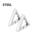 Polished silver stainless steel triangle clip-on earrings in minimalist geometric style - Silver Triangle Ear Clip