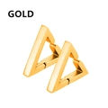 Minimalist gold-plated stainless steel triangle hoop earrings with a polished finish - Gold Triangle Ear Clip