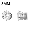 Classic silver 8mm magnetic zircon stud earrings with four-prong setting for non-pierced ears - 8mm / 6-Claw Silver Clear (J-8mm)