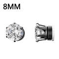 Black 8mm magnetic stud earrings with round white zircon for non-pierced ears - 8mm / 6-Claw Black Clear (K-8mm)