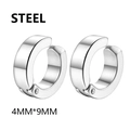 Pair of silver polished stainless steel triangle ear clips, non-piercing cuffs 4mm by 9mm - Style A / Steel