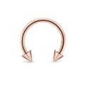 Rose gold stainless steel horseshoe circular barbell with spiked ends body piercing ring - Spiky Cone / 1.2x8x3mm (1 Piece) / Rose Gold