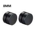 Minimalist 8mm matte black magnetic cross earrings for non-pierced ears shown as a pair - 8mm / Black Disc (M-8mm)