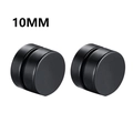 Pair of 10mm black magnetic stainless steel stud earrings with matte finish design - Style B Large / Black