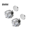 8mm silver magnetic earrings with clear round cubic zirconia for non-pierced ears - 6mm / Silver Clear (A-6mm)